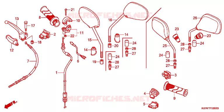 LEVIER DE GUIDON - CABLE - COMMODO Honda MOTO 110 WAVE 2016  AFS110MCFF