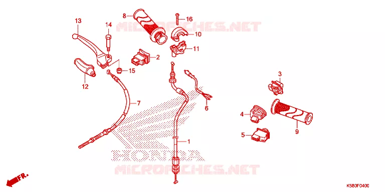 LEVIER DE GUIDON - CABLE - COMMODO Honda MOTO 110 WAVE 2018  AFS110MSFJ_TH