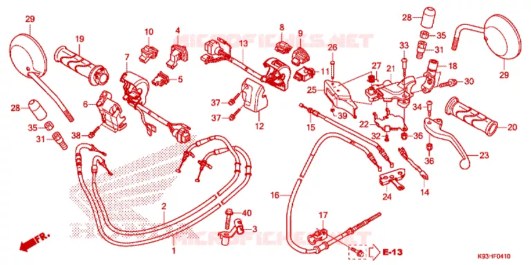 LEVIER DE GUIDON - CABLE - COMMODO Honda SCOOTER 110 SCOOPY 2018  ACF110BTJ