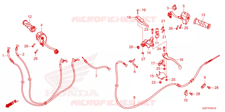LEVIER DE GUIDON - CABLE - COMMODO Honda SCOOTER 110 SCOOPY 2021  ACF110CBTM