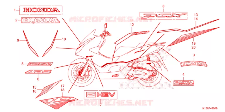 AUTOCOLLANTS Honda SCOOTER 150 PCX 2021  WW150HVM