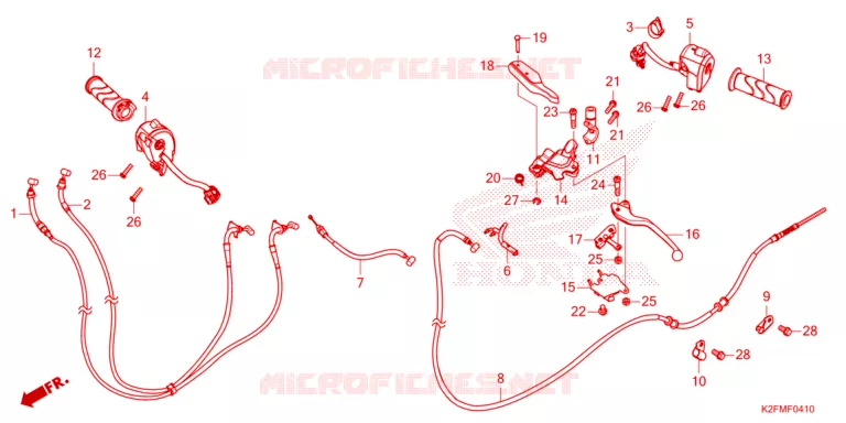 LEVIER DE GUIDON - CABLE - COMMODO Honda SCOOTER 110 SCOOPY 2024  ACF110BTR_2TH