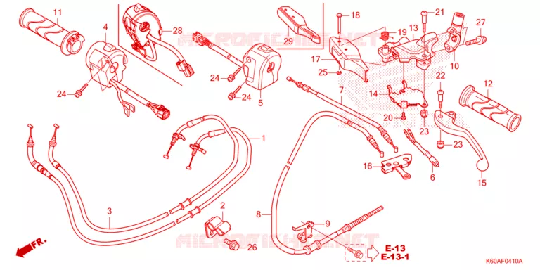 LEVIER DE GUIDON - CABLE - COMMODO Honda SCOOTER 125 CLICK 2021  ACB125BTM