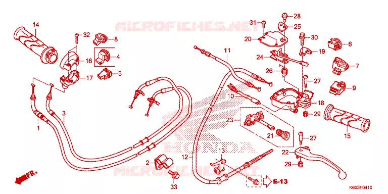LEVIER DE GUIDON - CABLE - COMMODO Honda SCOOTER 125 CLICK 2017  ACB125CBTH_TH