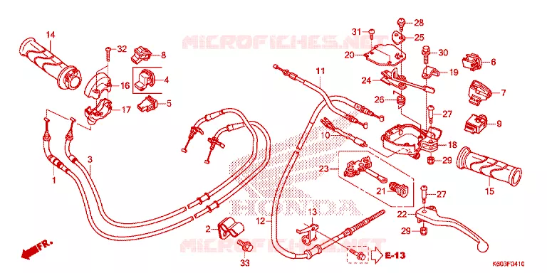 LEVIER DE GUIDON - CABLE - COMMODO Honda SCOOTER 125 CLICK 2017  ACB125CBTH_TH