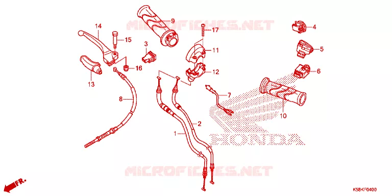 LEVIER DE GUIDON - CABLE - COMMODO Honda MOTO 110 WAVE 2020  AFS110KDFL