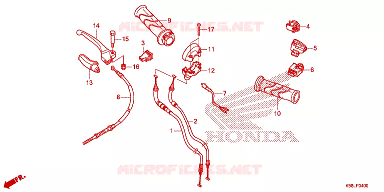 LEVIER DE GUIDON - CABLE - COMMODO Honda MOTO 110 WAVE 2019  AFS110KSFK