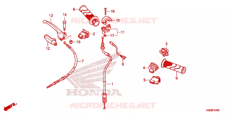 LEVIER DE GUIDON - CABLE - COMMODO Honda MOTO 110 WAVE 2017  AFS110MSFH