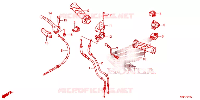 LEVIER DE GUIDON - CABLE - COMMODO Honda MOTO 110 WAVE 2020  AFS110MSFL