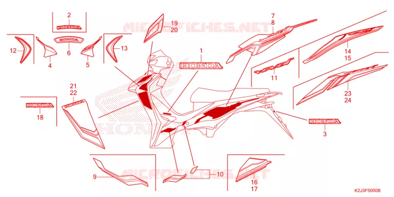 AUTOCOLLANTS Honda MOTO 110 WAVE 2021  AFS110MSFM