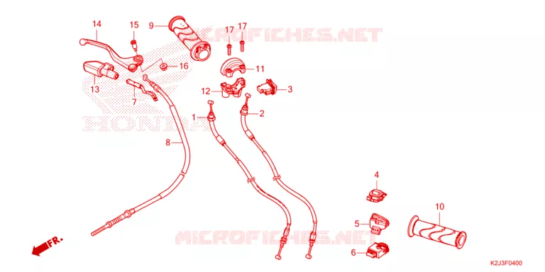 LEVIER DE GUIDON - CABLE - COMMODO Honda MOTO 110 WAVE 2022  AFS110MSFN