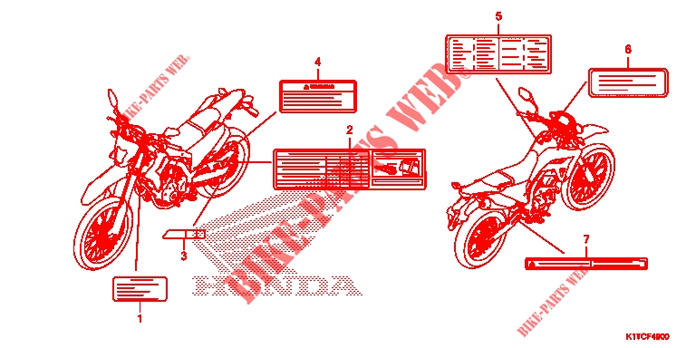 ETIQUETTE DE PRECAUTIONS (CRF300L/LA/LDA) pour Honda CRF 300 L 2024