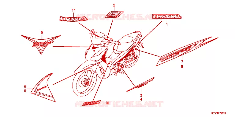 AUTOCOLLANTS Honda MOTO 125 WAVE 2014  AFS125CSFE