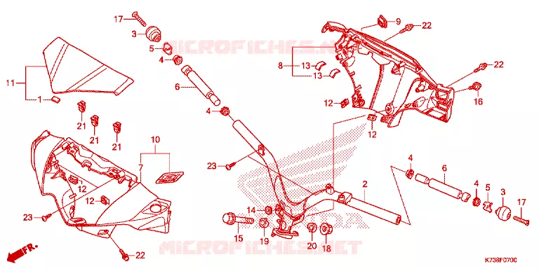 GUIDON - CARENAGE Honda MOTO 125 WAVE 2017  AFS125CSFH_TH