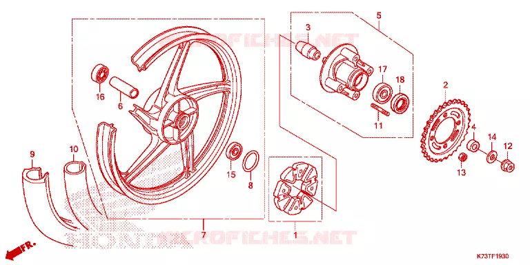 ROUE ARRIERE Honda MOTO 125 WAVE 2022  AFS125CSFM