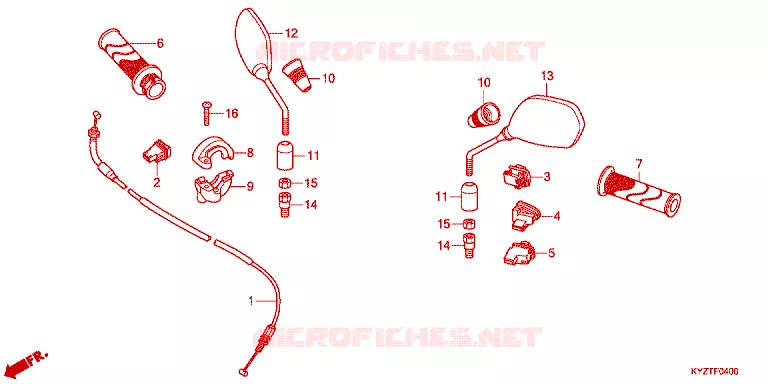 COMMODOS - POIGNEES - CABLES - MIROIR Honda MOTO 125 WAVE 2013  AFS125MSFD