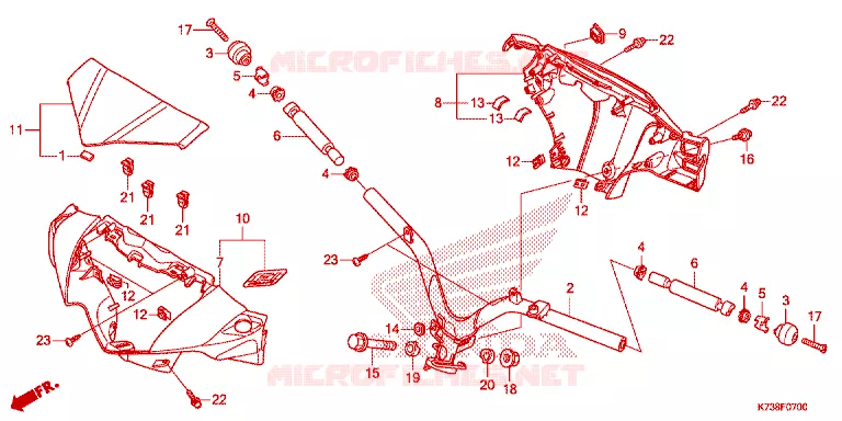 GUIDON - CARENAGE Honda MOTO 125 WAVE 2017  AFS125MSFH_TH