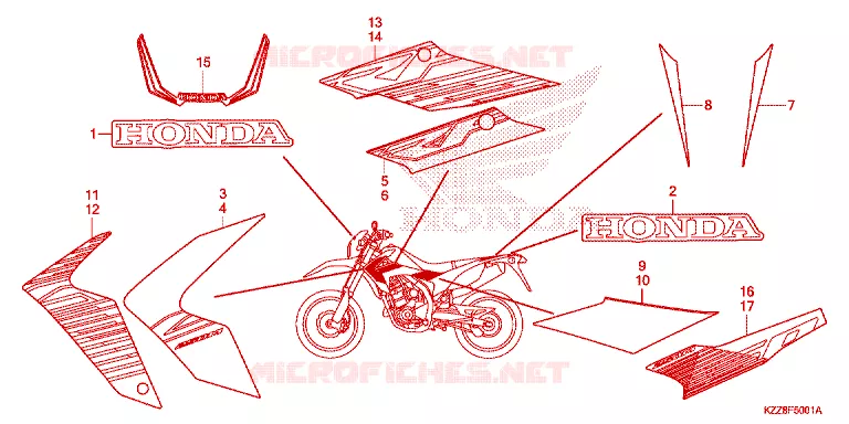 AUTOCOLLANTS Honda MOTO 250 CRF 2016  CRF250MF