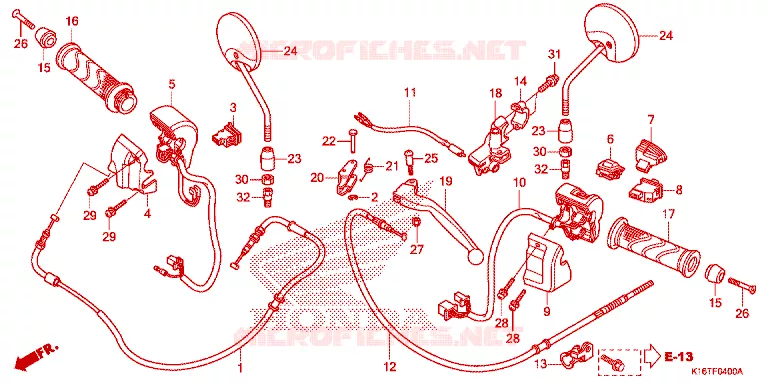 LEVIER DE GUIDON - CABLE - COMMODO Honda SCOOTER 110 SCOOPY 2015  ACF110SFF_2TH