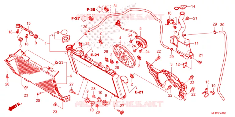 RADIATEUR - VASE D'EXPANSION Honda MOTO 750 HORNET 2024  CB750AP