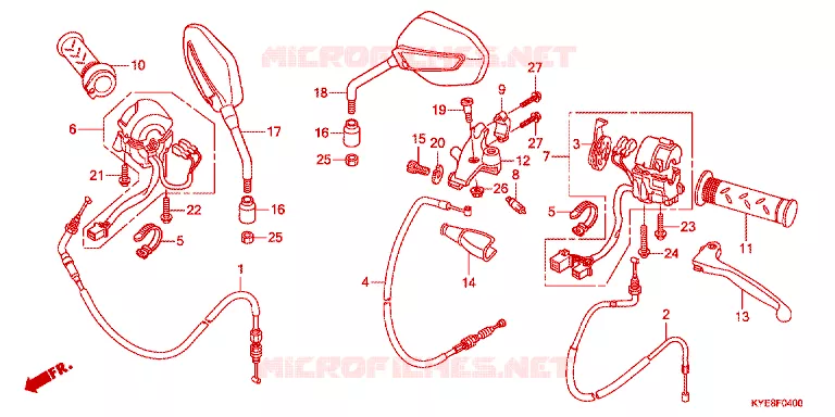 HANDLE LEVER/SWITCH/CABLE/MIRROR Honda MOTO 150 MEGA-PRO 2011  GL150MCB