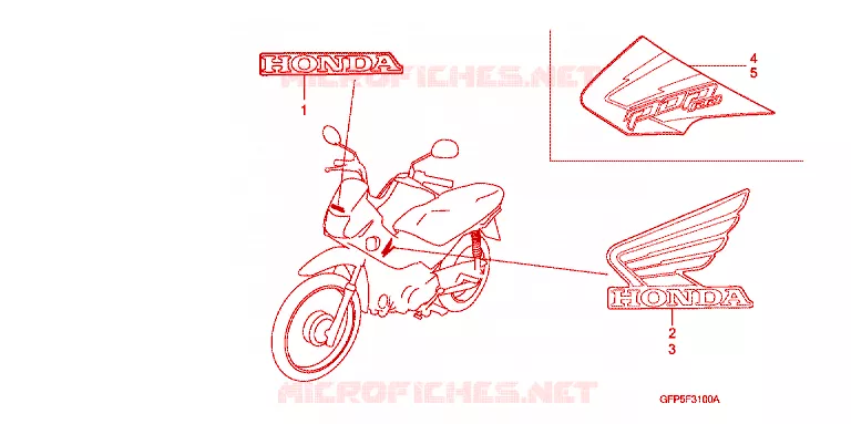 AUTOCOLLANTS Honda MOTO 100 POP 2010  RF100A