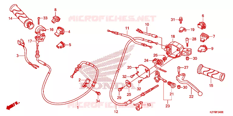 COMMODO - LEVIER - CABLE Honda SCOOTER 125 AIR-BLADE 2014  ACA125CBFE_V
