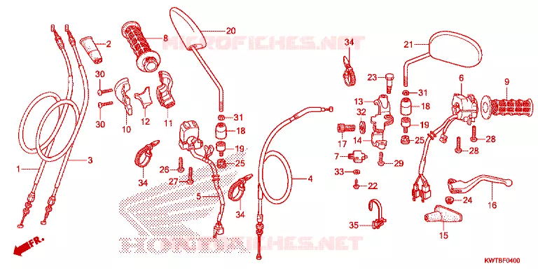 LEVIER DE GUIDON - CABLE - COMMODO Honda MOTO 300 XR 2016  XRE300E