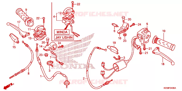 LEVIER DE GUIDON - CABLE - COMMODO Honda MOTO 110 CD 2014  CB110CE