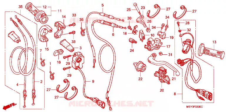 LEVIER DE GUIDON - CABLE - COMMODO Honda MOTO 450 CRF 2010  CRF450X9