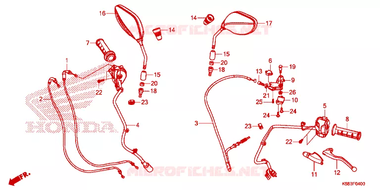 LEVIER DE GUIDON - CABLE - COMMODO Honda MOTO 190 XR 2019  XRE190AK