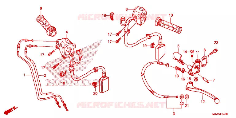 LEVIER DE GUIDON - CABLE - COMMODO Honda MOTO 500 CB 2019  CB500XAK