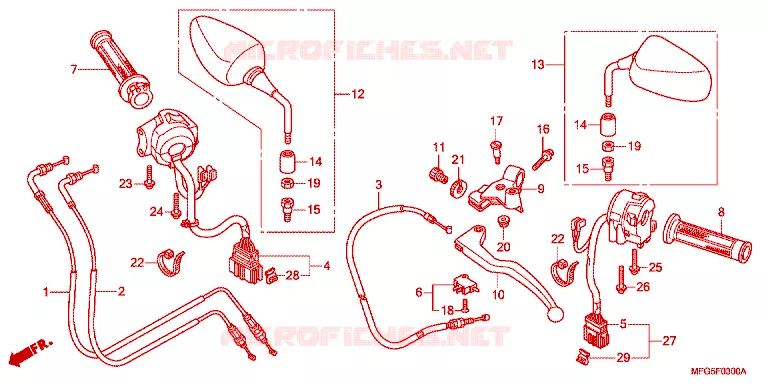 LEVIER DE GUIDON - CABLE - COMMODO Honda MOTO 600 HORNET 2013  CB600FAD_BR