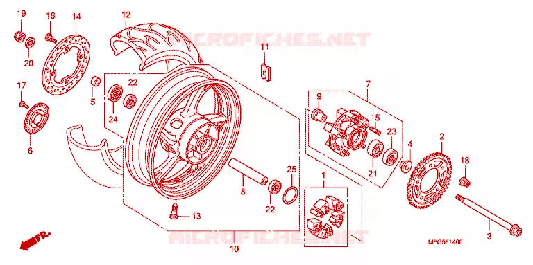 ROUE ARRIERE Honda MOTO 600 HORNET 2013  CB600FAD_BR