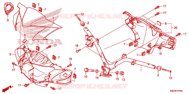 GUIDON - CARENAGE Honda MOTO 110 WAVE 2020  AFS110SPH