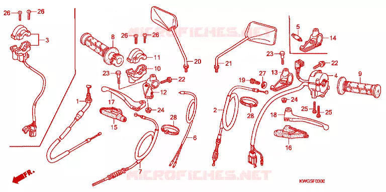 LEVIER DE GUIDON - CABLE - COMMODO Honda MOTO 125 CG 2011  CG125CKSB