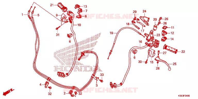 COMMODO - LEVIER - CABLE Honda SCOOTER 125 PCX 2017  WW125H