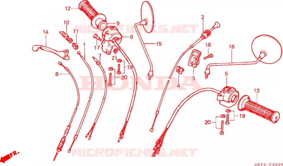 COMMODOS - POIGNEES - LEVIERS - CABLES Honda MOTO 90 CUB 1993  C90ZP