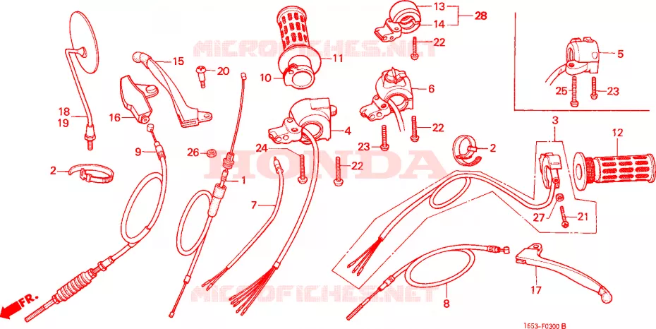 COMMUTATEUR/CABLE/LEVIER DE GUIDON(1) Honda MOTO 50 MONKEY 1985  Z50JE_M