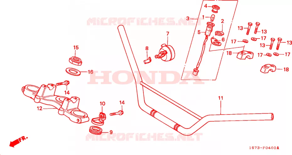GUIDON - TE DE FOURCHE Honda MOTO 50 MT 1996  MT50ST