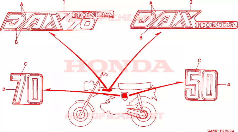 AUTOCOLLANTS Honda MOTO 70 DAX 1994  ST70R