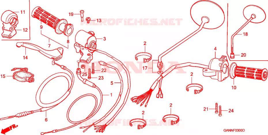 LEVIER DE GUIDON - CABLE - COMMODO Honda MOTO 50 DAX 1993  ST50N