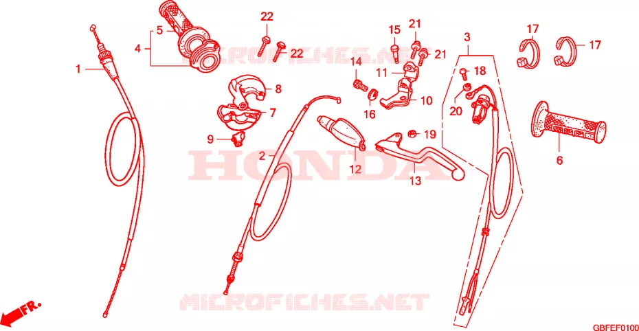 COMMODO - LEVIER - CABLE Honda MOTO 85 CR 2007  CR85RB7