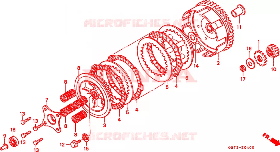 EMBRAYAGE Honda MOTO 80 CR 1997  CR80RBV