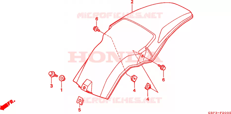 GARDE-BOUE ARRIERE Honda MOTO 80 CR 1998  CR80RBW