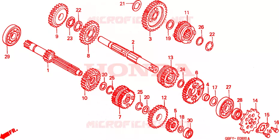 BOITE DE VITESSES Honda MOTO 80 CR 2000  CR80RBY