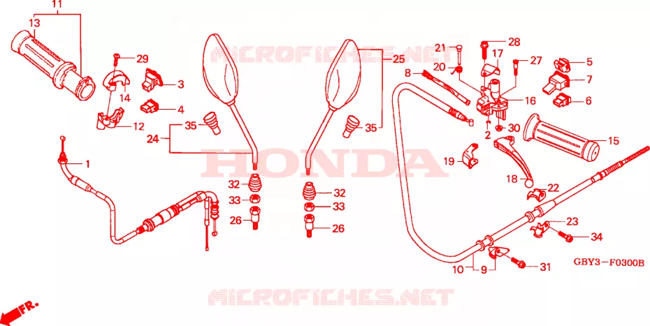 LEVIER DE GUIDON - CABLE - COMMODO Honda SCOOTER 50 SCOOPY 2001  SH501