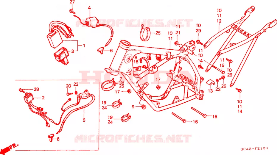 CADRE - BOBINE D'ALLUMAGE Honda MOTO 80 CR 1987  CR80RH