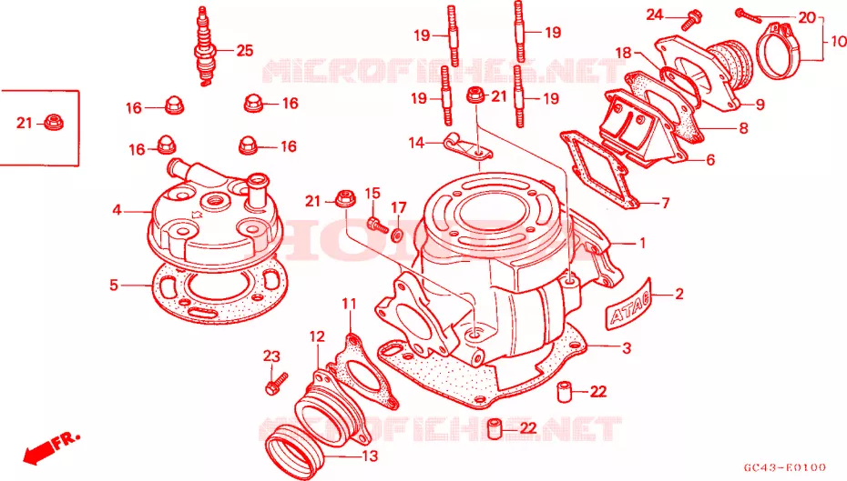 CYLINDRE - CULASSE Honda MOTO 80 CR 1985  CR80RF