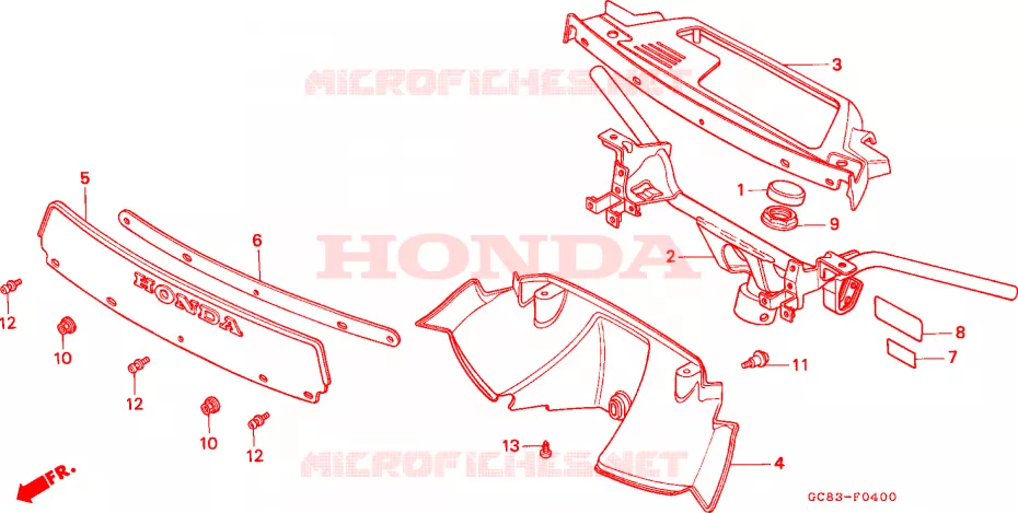 GUIDON - CARENAGE Honda SCOOTER 80 LEAD 1993  NH80MSP